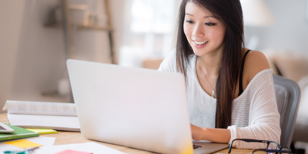 girl using a laptop