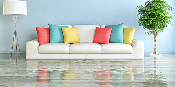 a flooded livingroom