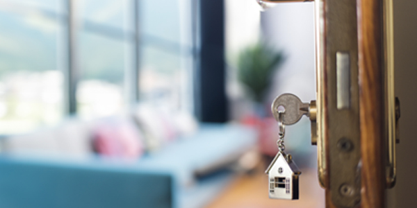 house key in a door