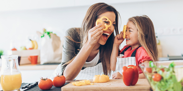 mom and child in the kitchen