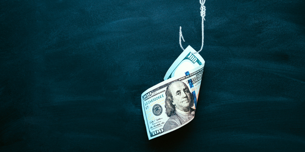 money on a fish hook